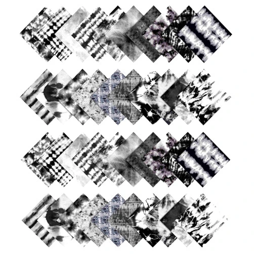 Soimoi Precut 10-inch Tie Dye Prints Cotton Fabric Bundle Quilting Squares Charm Pack DIY Patchwork Sewing Craft- Black