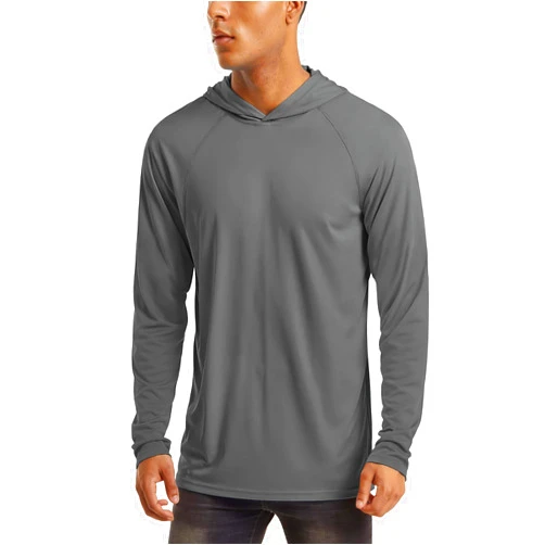 MAGCOMSEN Men's Hooded UPF 50+ Sun Protection T Shirts Long Sleeve Athletic Fishing Shirts Rash Guards