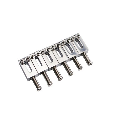 Guyker Guitar Bridge Saddles (Set of 6) - 10.5MM Stainless Steel Polished Modern Guitar Tremolo Bridge Saddles Compatible with Strat ST Electric Guitar