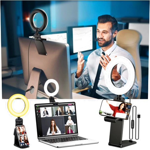 Yarrashop Desk Ring Light for Computer Video Conference Lighting, Small Ring Light with Stand for Laptop Video Calls, Zoom Meeting, Monitor Webcam Lighting, Video Recording, Live Streaming, Podcast Lighting