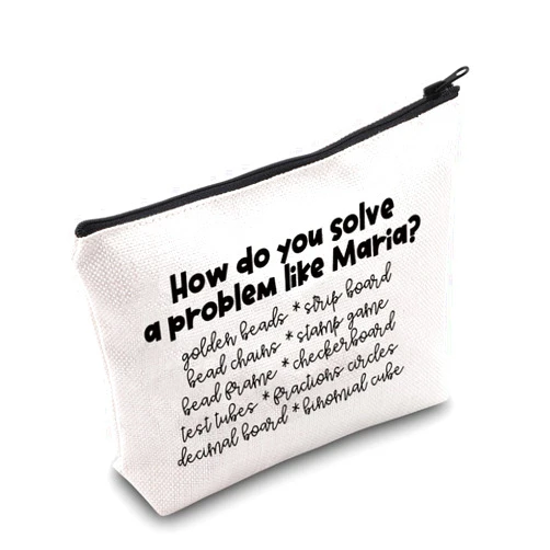 WCGXKO Montessori Teacher Gift How Do You Solve A Problem Like Maria Zipper Pouch Makeup Bag (B-Like Maria)