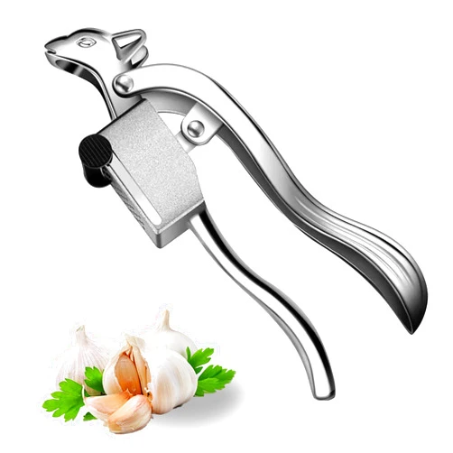 Hojudo Garlic Press, Manual Zinc Alloy Garlic Mincer Garlic Crusher - Lighter, Rust-Resistant Professional Garlic Press Tool and Scraper, Easy to Squeeze and Clean, Ergonomic Handle for Smash Garlic
