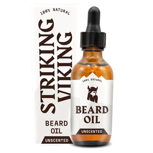 Striking Viking Beard Oil Conditioner, Unscented for Men (Large 2 oz) - All-Natural Argan & Jojoba Formula - Softens, Smooths & Strengthens Beard Growth