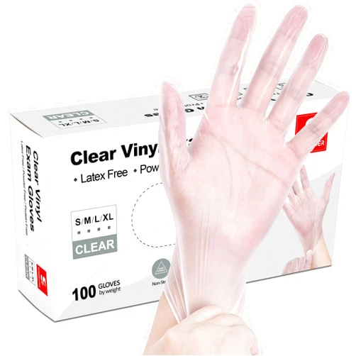 Schneider Clear Vinyl Exam Gloves, Latex-Free, Disposable Medical Gloves, Cleaning Gloves, Food Safe, Powder-Free, 4 mil