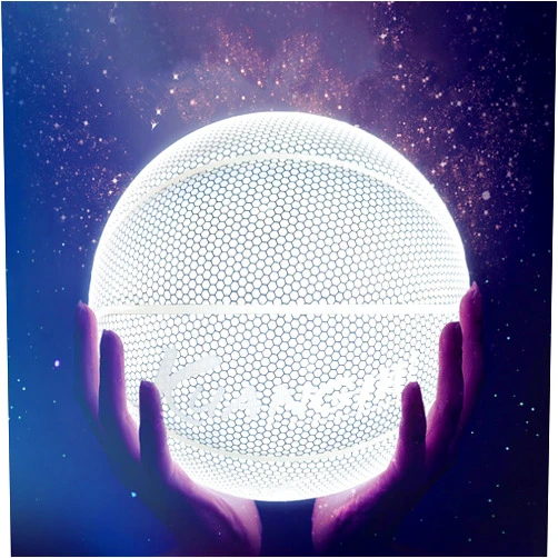 Kuangmi Reflective Glowing Basketball Holographic Luminous for Night Game Light Up Basket Ball Men's Official Size 7 29.5