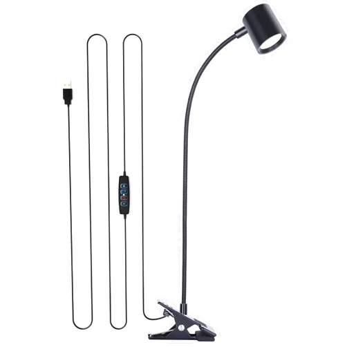 Dott Arts Desk Lamp,USB Clip On Light with 3 Color Modes,LED 10 Levels Brightness Reading Light, 360°Gooseneck Book Light,Eye-Care Reading Lamp for Home Office,Headboards Black