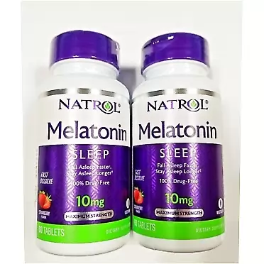Natrol Melatonin 10mg Fast Dissolve Tablets, Strawberry, 60-Count (Pack of 2)