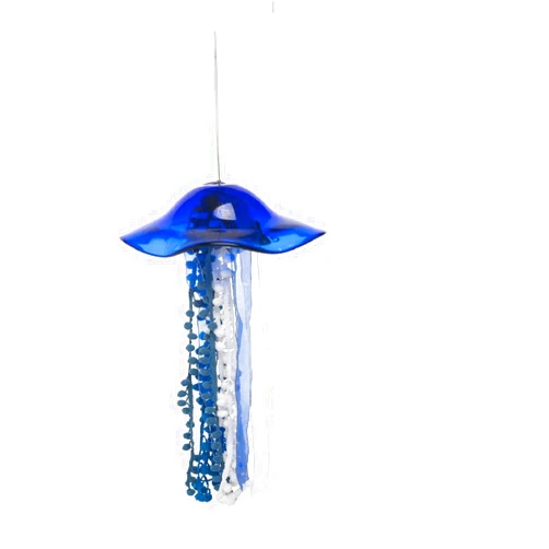 Beachcombers B22584 Large Glass Jellyfish with Ribbon Trim, 6.3-inch High