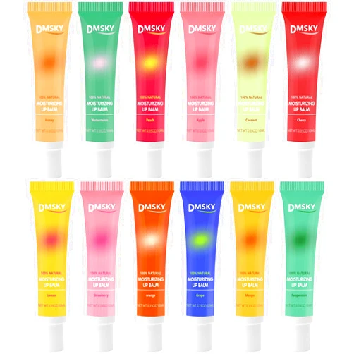 Dmsky Lip Gloss Bulk 12 Pack, Hydrating Squeeze Clear Lip Gloss Set with Shea Butter, Moisturizing High Shine Glossy Lip Oil for Dry Chapped Lips-12 Flavors