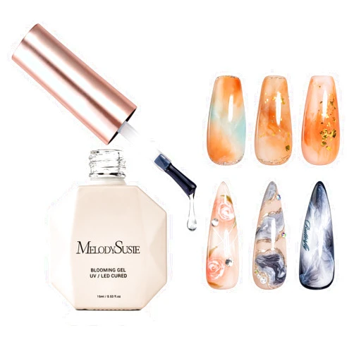 MelodySusie Clear Blooming Gel for Nail Design, Marble Watercolor UV Gel Nail Polish, Spreading Effect Sheer Painting Gel Nail Art Supplies, Nail Salon Manicure at Home for Women, 0.53 Fl Oz