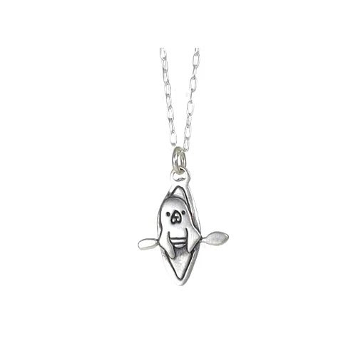 Mark Poulin Sterling Silver Kayaking Charm Necklace on 16