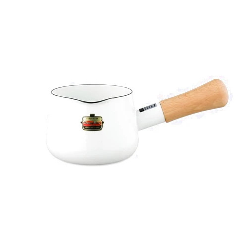 FUJIHORO JAPAN Milk Pan | Ideal for Warming Milk & Sauces | 4.7 inches (12 cm), White | Durable Kitchenware Enamel, PFAS-Free, Japanese Design & Craftsmanship