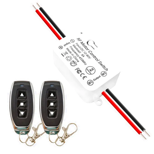 DieseRC Wireless DC Motor Remote Control Switch, DC 12V~80V 5A Relay Receiver Controller with 2 Transmitters, Radio Control Motor Move Forward and Reverse