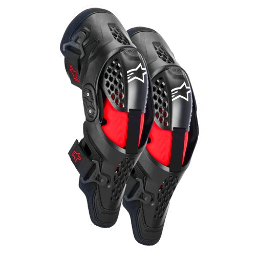 Alpinestars SX-1 Plasma Knee Protector, Lightweight Off-Road Impact Protection with Articulated Design, Superior Airflow & CE-Certified MX Performance, S/M, Black/Red/Cool Gray