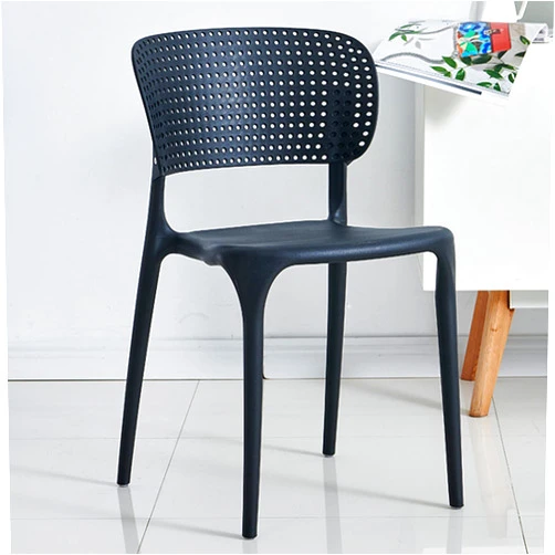 BIHOME Curved Open Back Dining Chair,5pcs Modern Plastic Stackable Chair, Lightweight Simple Side Chair for Kitchen Dining Room Living Room,Black,45cm(17.7