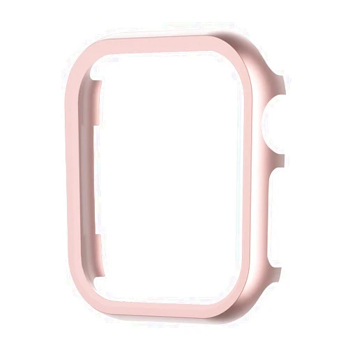 HOUCY Aluminium Alloy Case for Apple Watch Series 7 41mm 45mm Metal Bumper Cases for iWatch 6 SE 5 3 40mm 44mm Frame Protective Cover (Color : Pink, Size : 45MM)