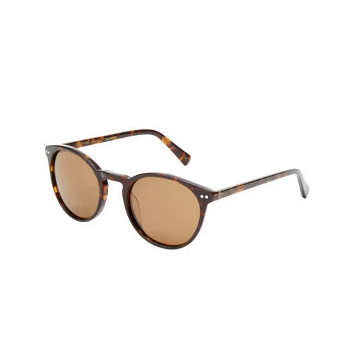 Ted Baker TMS173 Men's Round Polarized Sunglasses, 51 mm, UV400 Protection, Dark Brown Tort
