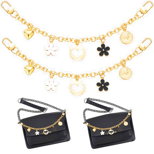 Waydress 2 Pieces Handbag Chain Straps Replacement Strap Accessories Handbag Charms Accessories Purse Clutches Handle Chains Decor with Clasp for Crossbody Shoulder Bag Purse