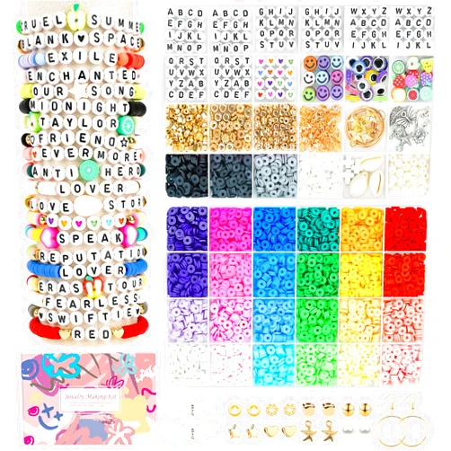 Velavior Friendship Bracelets Kit, 28 Colors Clay Beads Bracelet Making Kit Polymer Heishi Beads with Charms Strings Jewelry Making Kits Crafts Gifts Toys Set for Girls Kids Teen
