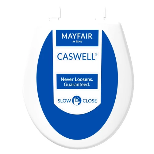 Mayfair Caswell Modern Slow Close Toilet Seat, Easy Clean Hinges and Durable Plastic Seat, Round, White