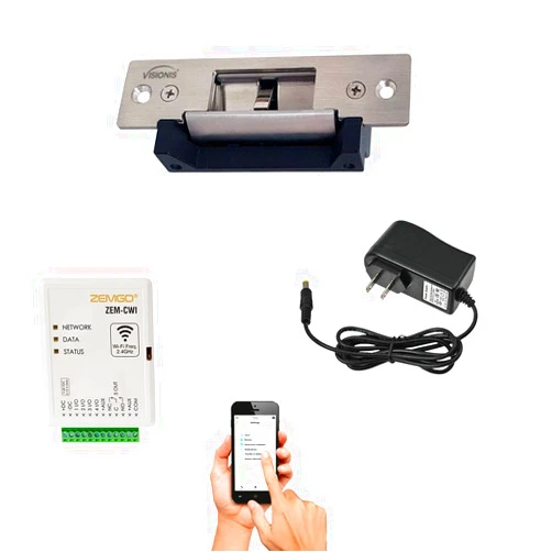 Zemgo FPC-8419 Smart Mobile WiFi Controller for Access Control with Android + Apple App, Web Browser + Smartphone Remote Viewing, 770lbs Electric Door Strike Fail Safe Fail Secure + Power Supply