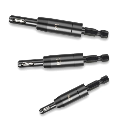 Apopip CC2430 Self Centering Drill Bit Assorted Set Fit for Bosch # 6 8 10, Spring Loaded 3-Piece Clic-Change 1/4 in Hex Shank for Fast Bit Changes 3/32