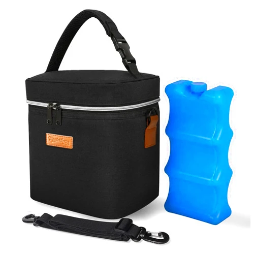 Monicebergg Breastmilk Cooler Bag for Travel with Reusable Ice Pack, 6 Bottle Holder, Insulated Warm and Cold Storage, Adjustable Storage Strap for Daycare, Picnic, Work, Shopping