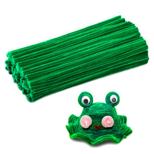 Kdafio 120 Pcs Dark Green Pipe Chenille Stems, Chenille Stems Pipe Cleaners Long Craft Pipe Cleaners Pipe Cleaners for Hair Locs Beginner Creative Crafts Christmas Decorations