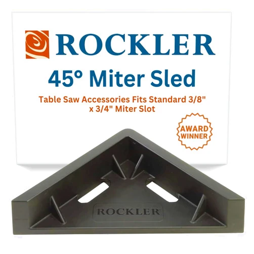 Rockler 45 Degree Miter Sled for Table Saw - Miter Saw Sled Ensures Durability & Low-Friction Sliding - Table Saw Accessories Fits Standard 3/8