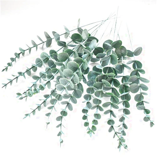 TOP-Pindu Artificial Eucalyptus Leaves, Eucalyptus Stem Plastic Artificial Plants 24 Bunches (Green)