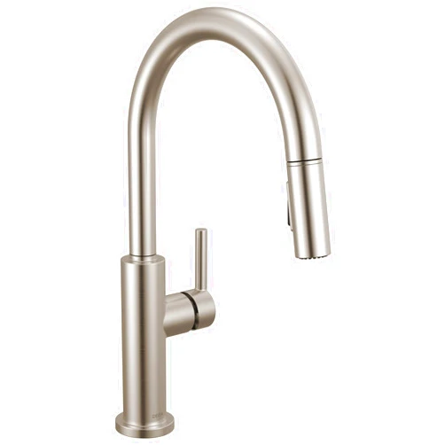 Delta Faucet Nicoli Kitchen Faucet with Pull Down Sprayer, Brushed Nickel Kitchen Sink Faucet, Modern Kitchen Faucet, Kitchen Faucet Sprayer, Single Hole Kitchen Faucet, Stainless Steel 19867LF-SS