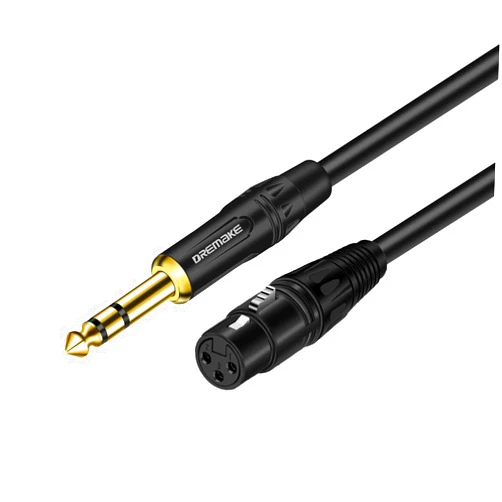 DREMAKE Balanced Cable 50 Foot TRS 6.35mm (1/4 Inch) Male to XLR Female Mic Cable for Amplifier, Speakers - Black