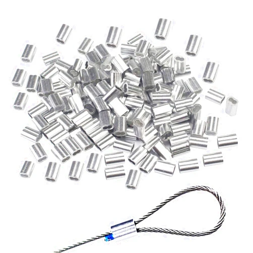 Luckkyme Pack of 200 Aluminum Crimping Loop Sleeve Cable Crimp for 1/8inch Diameter Double Ferrule Wire Rope and Cable (3mm)