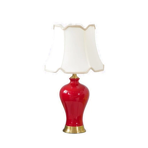 TXGJWRA Desk Lamps Modern Table Lamp, Green/Red Ceramic Table Lamps Living Room Hotel Bedside Lamps Power Switch Button Portable Desk Lamp,30 * 53CM Room Decorations,Red-30 * 53CM