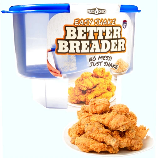 COOK'S CHOICE The Original Better Breader Bowl- All-in-One Mess-Free Batter Breading Station for Home & On-the-Go- Pour Seasoning, Add Meat or Veggies & Shake for Perfect Coating- Durable & Reusable for Meal Prep