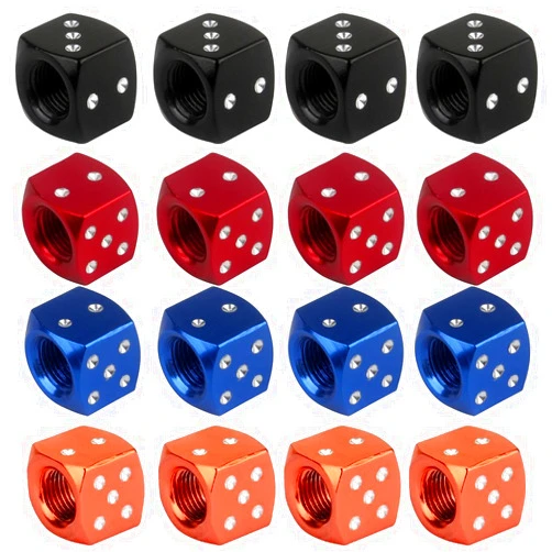 Senzeal 16pcs Aluminum Dice Valve Stem Caps Bike Car Truck Motor Tire Tyre Valve Caps Covers with Gasket Rubber Ring Multi-Color