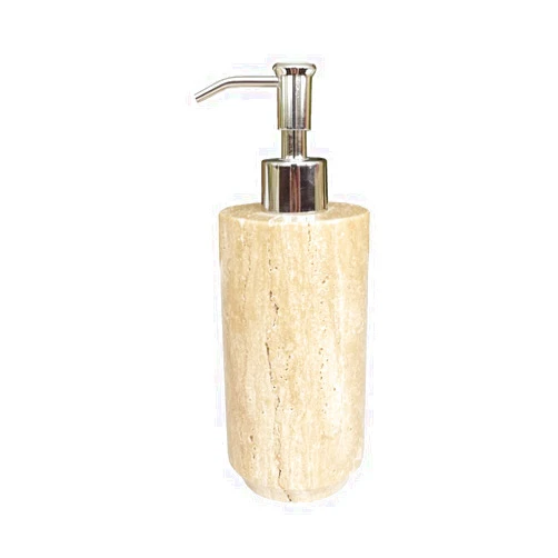StonePlus Natural Beige Travertine Refillable Bathroom Liquid Dispenser, Lotions Soap Container (Beige Travertine) (Beige Travertine)