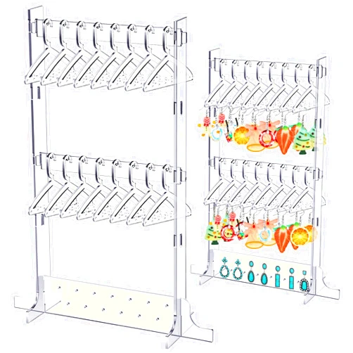 BBTO Earring Hangers Holder Organizer Mini Earring Necklace Coat Hanger Acrylic Rack Jewelry Stand Earring Display Stand for Women Ear Stud for Mother's Gift(Transparent)