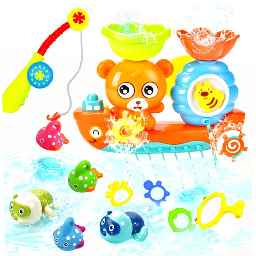 GOODLOGO Bath Toys for Kids 1-3 Fishing Games Swimming Wind-up Turtle Toddler Bathtub Toy Water Tub Pool Toys for Baby 1 2 3 4 Years Boys Girls Gift Box