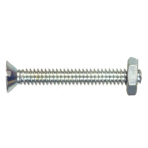 The Hillman Group 7761 Flat Head Slotted Machine Screw with Nut, 6-32-Inch x 1-Inch, 10-Pack, 1 inches, No Color