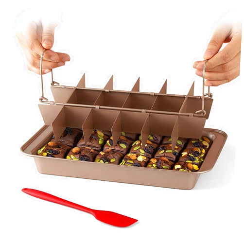 Ailelan Brownie Pan with Dividers - Non-Stick Backing Pan, Brownie Pan, Lasagna Pan, Brownie Trays,18 Pre-slice Brownie Pan All Edges, Muffin and Cupcake Pan for Baking -12 X 8 X 2 Inches