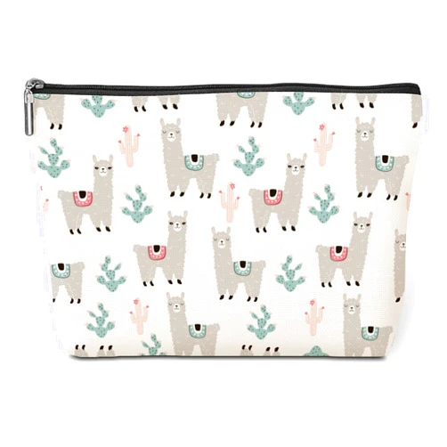 Jeilink Cute Llama Makeup Bag - Alpaca Llama Gifts, Decor & Toiletry Bag for Women, Animal Lovers, Christmas & Birthday Gifts