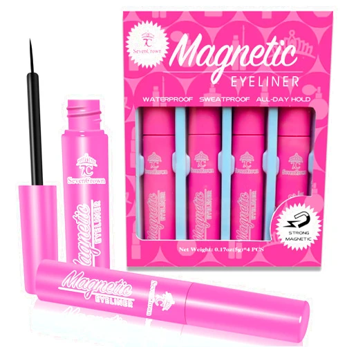 7C SEVENCROWN Eye Liner Magnetic Eyeliner Black Waterproof Liquid Eyeliner,Upgraded All-Day Hold, Sweatproof, Works Perfectly with Magnetic Eyelashes Kit - 5ml*4 Count