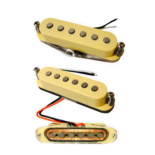 LAMSAM Single Coil Pickup Set,SSS Pickups Loaded High-output Alnico V Maganet Clear Bobbin, Wax Potted Over Wound Pick-up, PUP Replacement Parts Fit 6 String Electric Guitar, Pale Yellow