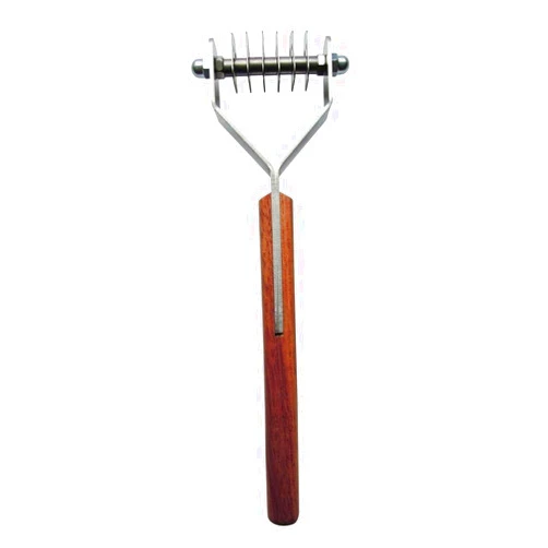 Mars Coat King Dematting Undercoat Grooming Rake Stripper Tool for Dogs and Cats, Stainless Steel with Wooden Handle for Thick Coats, 6-Blade Stripper for Groomers, Pet Owners