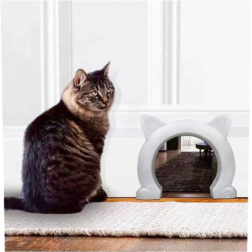 Fatdaa Cat Door Interior Pet Doors for Cats Kitty Shaped Hole Cat Gate Pass Fits Inside Door Hides Litter Box Furniture for Small Pets up to 21lbs
