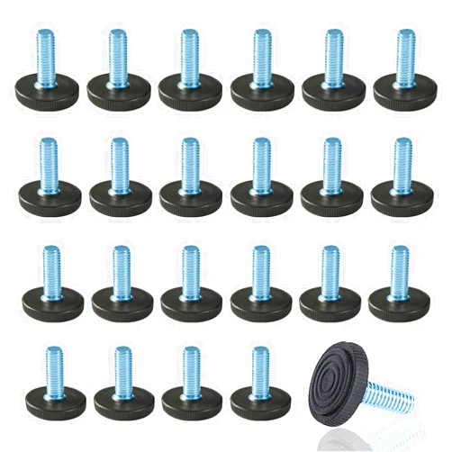 WAFJAMF 24 PCS M8 Thread Adjustable Furniture Levelers Screw in Threaded, Adjustable Levelers Feet Screw On Furniture Glide Leveling for Table, Chair, Furniture Legs (M8 Thread)