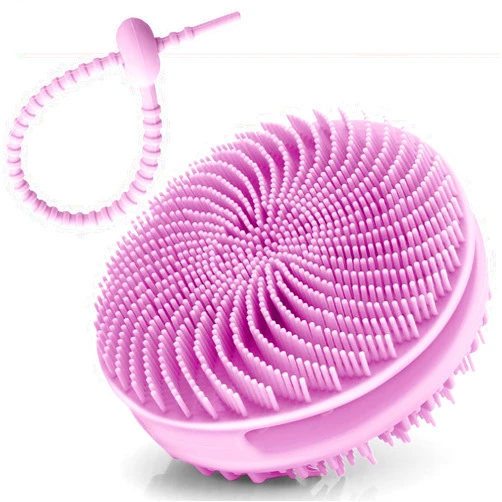 RamPula Silicone Body Scrubber Men for Use in Shower, Silicone Loofah Shower Scrubber Mens Bath Scrubber Body Wash Scrubbers Exfoliator, Silky Smooth Skin Solution for Men, Women and Chid (Purple)