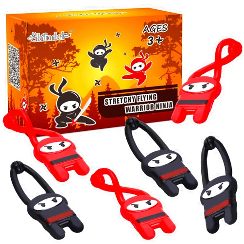 Shindel 40PCS Flying Ninjas, Elastic Slingshot Ninja Toys for Kids Goodie Bag Stuffers, Classroom Treasure Box Carnival Prizes, Funny Stretchy Finger Toys Party Favors
