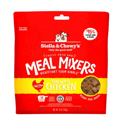 Stella & Chewy's Freeze Dried Raw Chewy’s Chicken Meal Mixers – Dog Food Topper for Small & Large Breeds – Grain Free, Protein Rich Recipe – 8 oz Bag